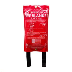 Livingstone Fire Blanket, 1 x 1 metre, Hanging Case for Quick Pull Down, Ready to Deploy, Each